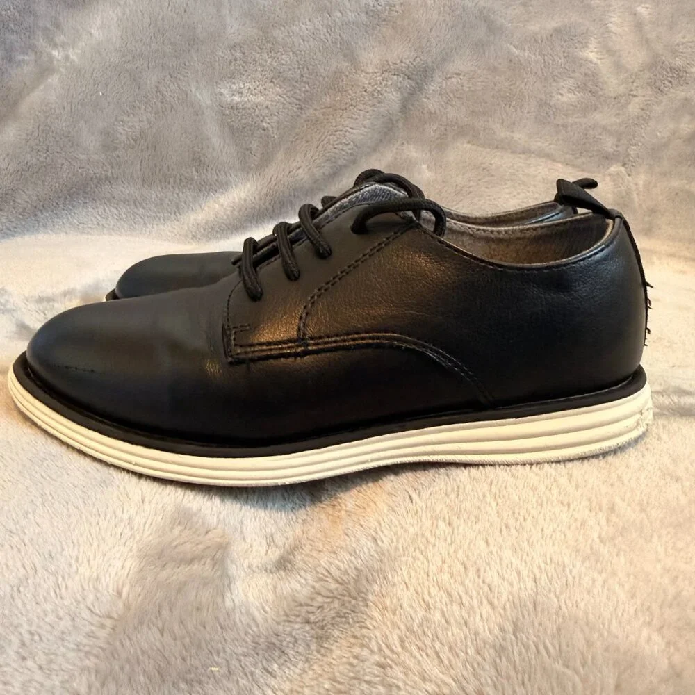 Cat & Jack Boys’ Will Oxford Dress Shoes Size 1 Black Formal Lace Up Cushioned